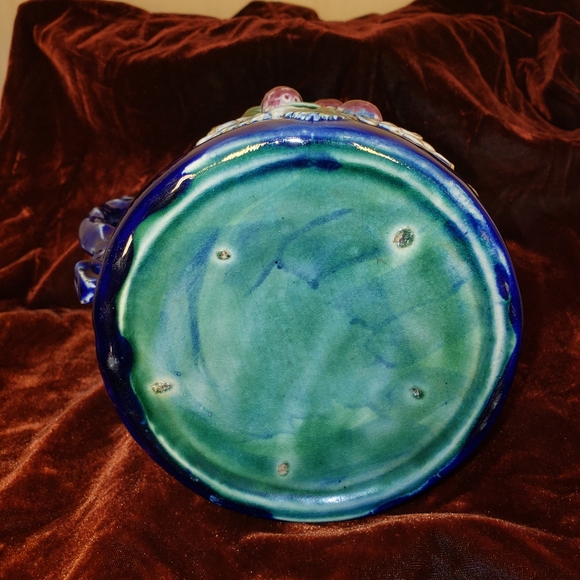 Majolica Blue Pitcher with Strawberries - Picture 3 of 8